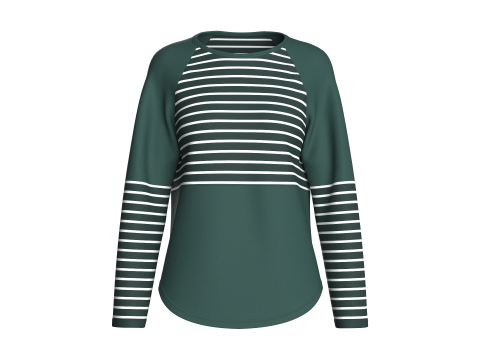 Gestreiftes Raglan-Sweatshirt mit langem Halsausschnitt f&uuml;r M&auml;dchen 3D Modell