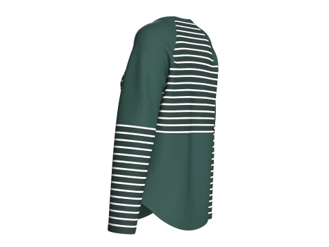 Moletom listrado raglan de pesco&ccedil;o longo para meninas Modelo 3D