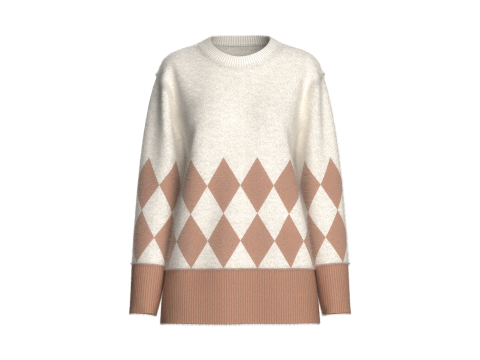 Argyle-Sherpa-Pullover f&uuml;r M&auml;dchen 3D Modell