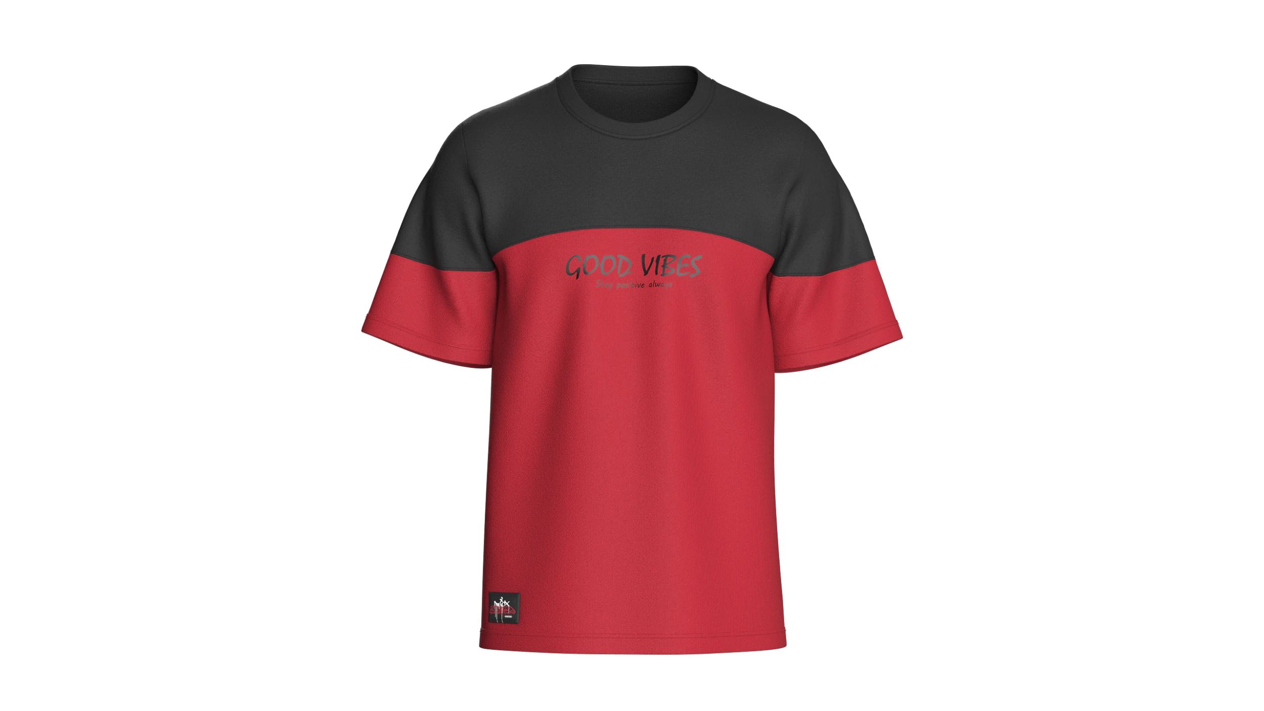 Men Printed Tshirt With Patch - GOOD VIBES 3D Model .c4d .max .obj .3ds .fbx .stl .blend