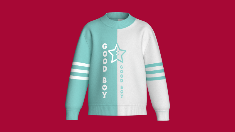 Sweat-shirt imprim&eacute; color block pour enfants Modèle 3D .c4d .max .obj .3ds .fbx .stl .blend 