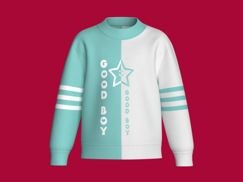 Bedrucktes Farbblock-Sweatshirt f&uuml;r Kinder 3D Modell