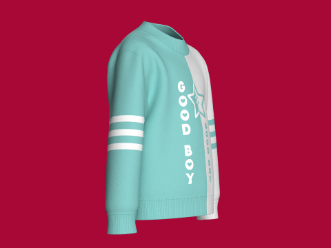 Sweat-shirt imprim&eacute; color block pour enfants Modèle 3D