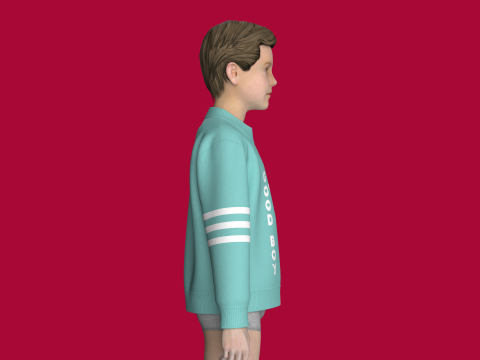 Sweat-shirt imprim&eacute; color block pour enfants Modèle 3D
