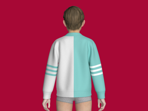 Sweat-shirt imprim&eacute; color block pour enfants Modèle 3D