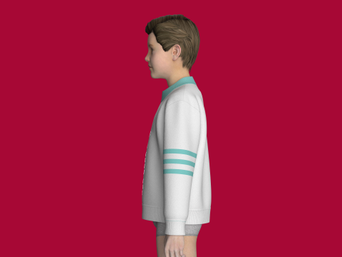 Sweat-shirt imprim&eacute; color block pour enfants Modèle 3D