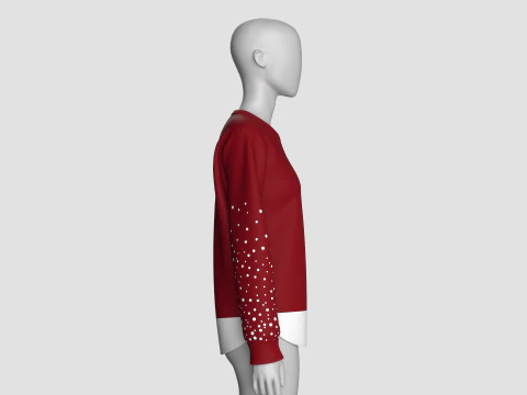 Girls Polka Dot Printed Sleeve Sweatshirt 3D Model