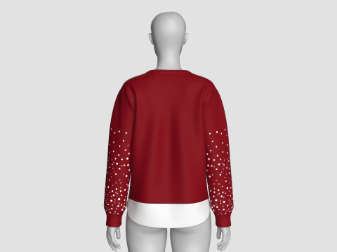 Girls Polka Dot Printed Sleeve Sweatshirt 3D Model