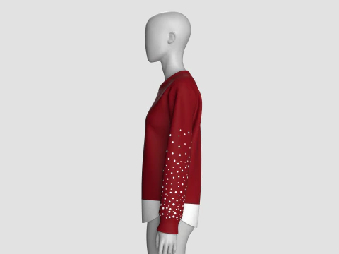 Girls Polka Dot Printed Sleeve Sweatshirt 3D Model