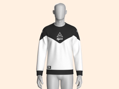 メンズプリント黒と白のスウェットシャツ 3Dモデル