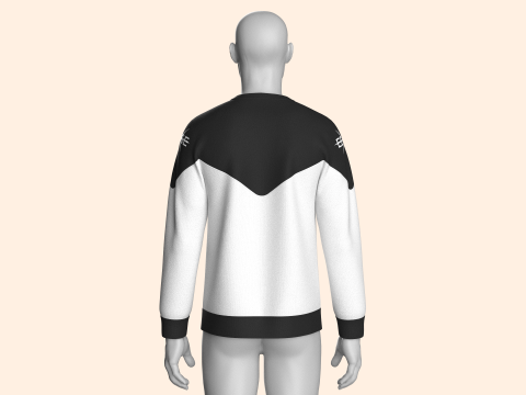 メンズプリント黒と白のスウェットシャツ 3Dモデル