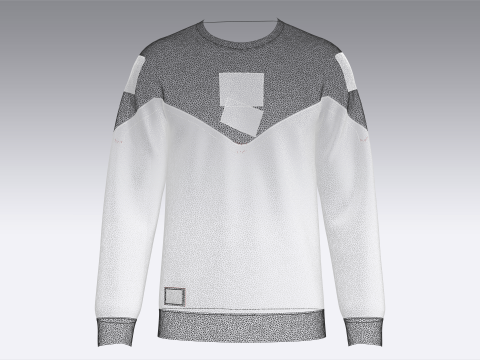 メンズプリント黒と白のスウェットシャツ 3Dモデル