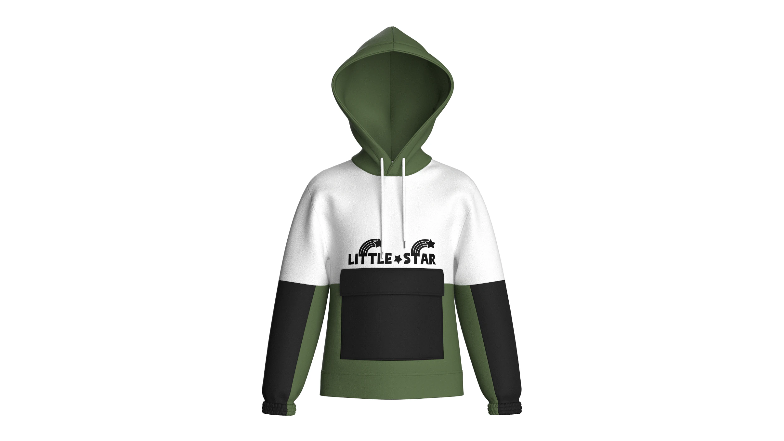 Kids Little Star Printed Hoodie With Pocket 3D Model .c4d .max .obj .3ds .fbx .stl .blend
