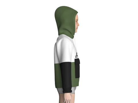 Kids Little Star Printed Hoodie With Pocket 3D Model