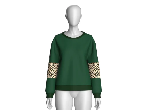 Світшот із заниженою горловиною для дівчаток 3D Модель