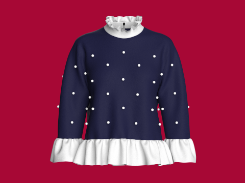 Doppellagige R&uuml;schenoberteile f&uuml;r M&auml;dchen 3D Modell