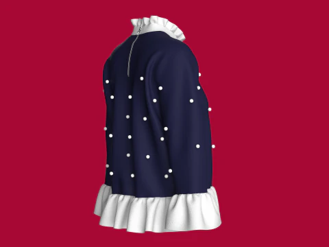 Girls Double Layer Ruffle Tops 3D Model
