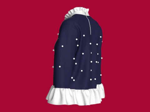 Girls Double Layer Ruffle Tops 3D Model