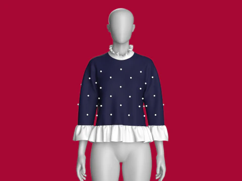 Girls Double Layer Ruffle Tops 3D Model