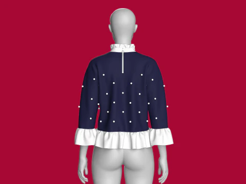 Girls Double Layer Ruffle Tops 3D Model