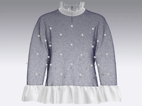 Girls Double Layer Ruffle Tops 3D Model
