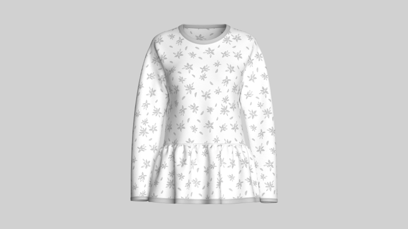 ガールズ長袖花柄ペプラムトップ 3Dモデル .c4d .max .obj .3ds .fbx .stl .blend