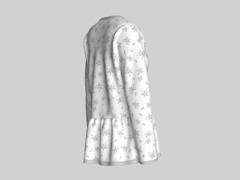 ガールズ長袖花柄ペプラムトップ 3Dモデル