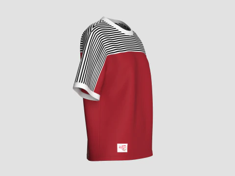 T-shirt a righe per bambina con patch Modello 3D