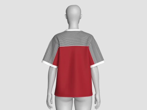 T-shirt a righe per bambina con patch Modello 3D