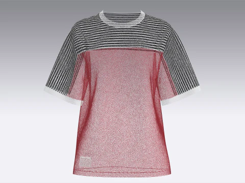 T-shirt a righe per bambina con patch Modello 3D