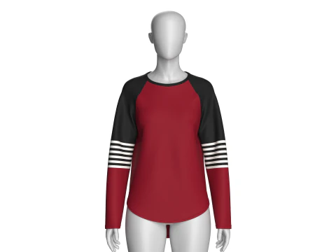 Felpa raglan a maniche lunghe da bambina Modello 3D