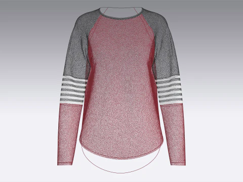 Felpa raglan a maniche lunghe da bambina Modello 3D