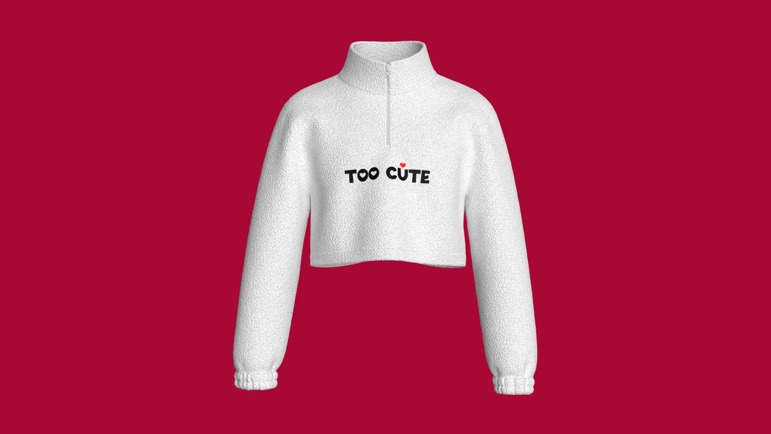 Kids Half Zip Crop Jacket With Sherpa 3D Model .c4d .max .obj .3ds .fbx .stl .blend 