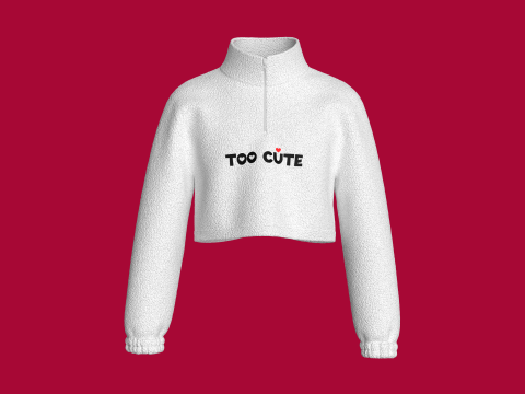 Kurz geschnittene Kinderjacke mit halbem Rei&szlig;verschluss und Sherpa 3D Modell