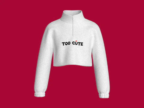 Giacca corta per bambini con mezza zip e sherpa Modello 3D