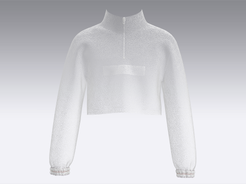 シェルパ付きキッズハーフジップクロップジャケット 3Dモデル