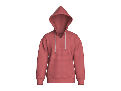 Herren-Kapuzenpullover mit halblangem Rei&szlig;verschluss und schulterfreiem Netzstoff 3D Modell