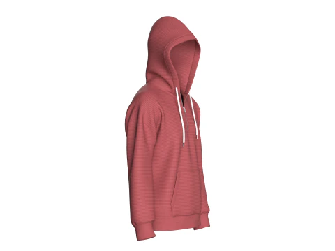 Men Shoulder Drop Half Zip Mesh Hoodie 3D Model