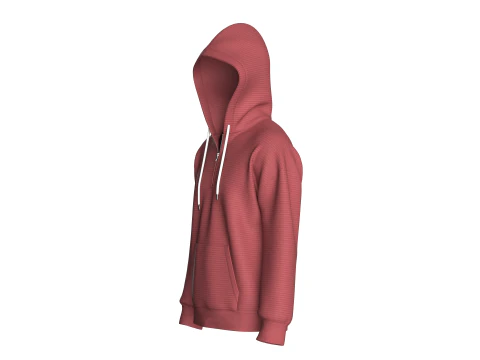 Men Shoulder Drop Half Zip Mesh Hoodie 3D Model