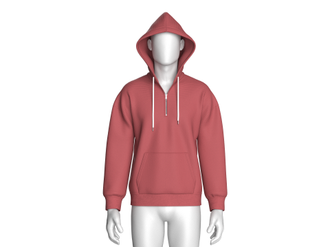 メンズショルダードロップハーフジップメッシュパーカー 3Dモデル