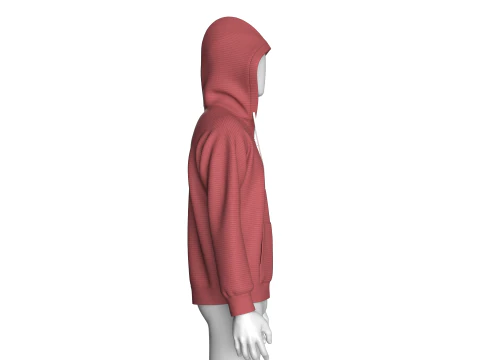 Men Shoulder Drop Half Zip Mesh Hoodie 3D Model