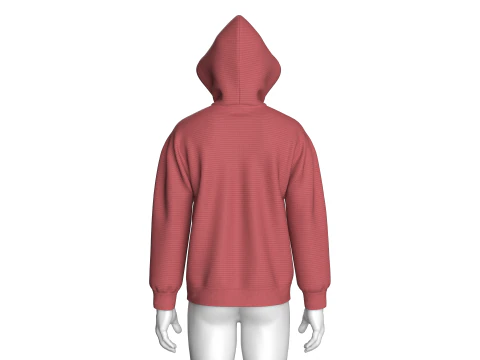 Men Shoulder Drop Half Zip Mesh Hoodie 3D Model