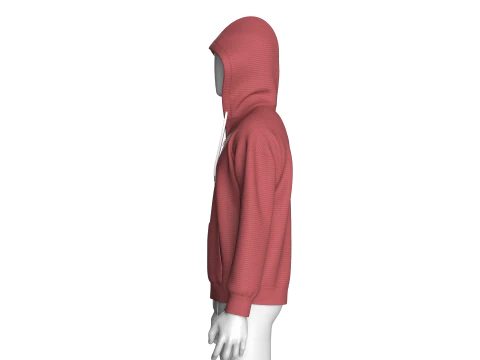Men Shoulder Drop Half Zip Mesh Hoodie 3D Model