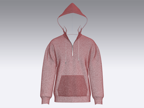 メンズショルダードロップハーフジップメッシュパーカー 3Dモデル