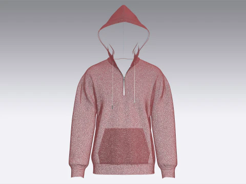Men Shoulder Drop Half Zip Mesh Hoodie 3D Model