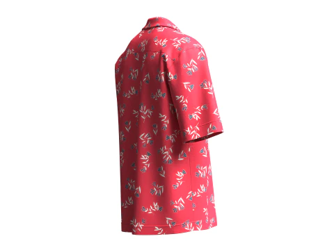 Men Summer Printed Shirt 3D Model