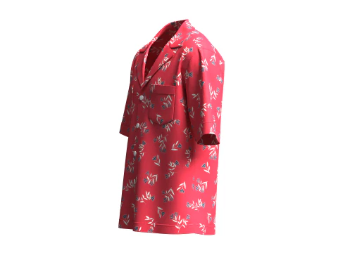 Men Summer Printed Shirt 3D Model