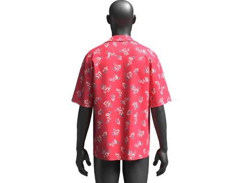 Men Summer Printed Shirt 3D Model