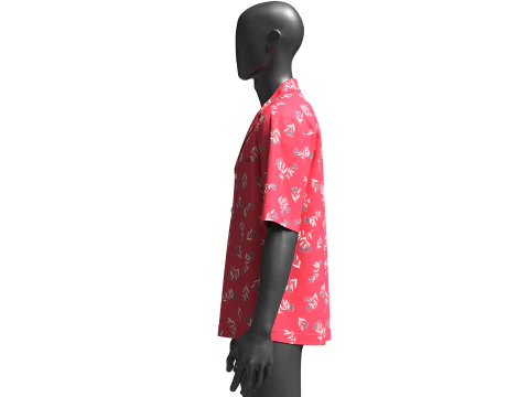 Men Summer Printed Shirt 3D Model