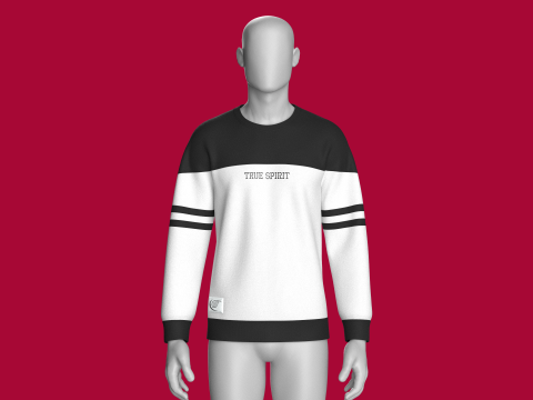 Hombres Sudadera con estampado de letras y parche Modelo 3D